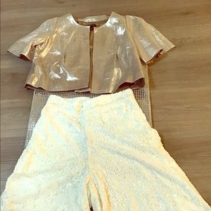 Metallic Leather Mini Flare Jacket